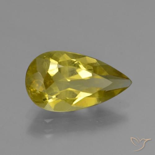 3.30 ct Yellow Apatite Stone, Natural Apatite in Pear Facet Shape for Sale