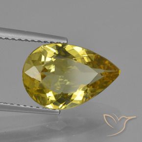3.32 ct Yellow Apatite Stone, Natural Apatite in Pear Facet Shape for Sale