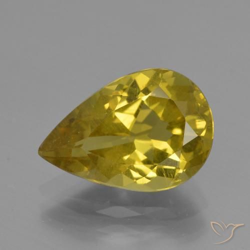 3.95 ct Yellow Apatite, 13.2 x 9 mm Pear Cut From Madagascar, Photo A