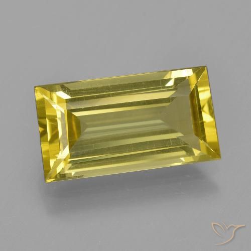 5.11 ct Yellow Apatite, 14.5 x 7.9 mm Baguette Cut From Madagascar, Photo A