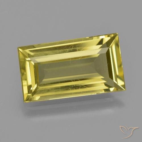 5.1 ct Yellow Apatite, 14.7 x 8.3 mm Baguette Cut From Madagascar, Photo A