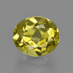 4.10 ct Yellow Apatite Gemstone, Apatite Gem in Oval Facet Shape for Sale.