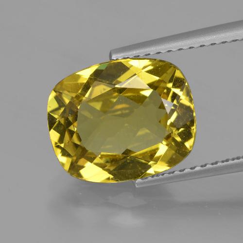 11.5 x 9.5mm Cushion-cut Yellow Apatite from Madagascar, Weight of 4.12ct, Natural untreated Gemstone in VS Clarity, 1pc Apatite - Color: Dijon Yellow, Mohs Hardness of 5 - 5, Photo A
