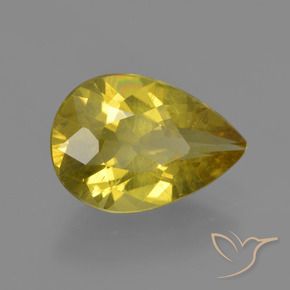 3.46 ct Yellow Apatite Stone, Natural Apatite in Pear Facet Shape for Sale