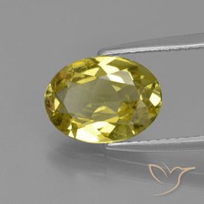 2.33 ct Yellow Apatite Stone, Natural Apatite in Oval Facet Shape for Sale