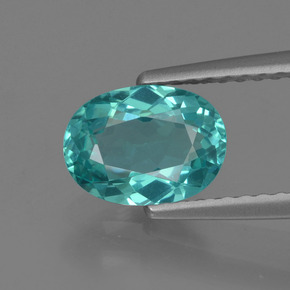 1.14 ct Blue Apatite Gemstone, Apatite Gem in Oval Facet Shape for Sale.