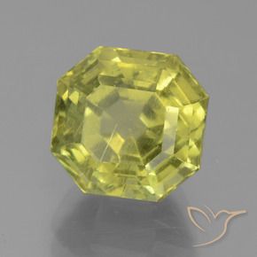 6.95 ct Yellow Apatite Stone, Natural Apatite in Asscher Cut Shape for Sale
