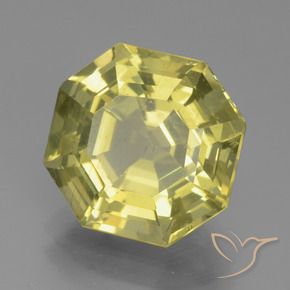 7.08 ct Yellow Apatite Stone, Natural Apatite in Asscher Cut Shape for Sale