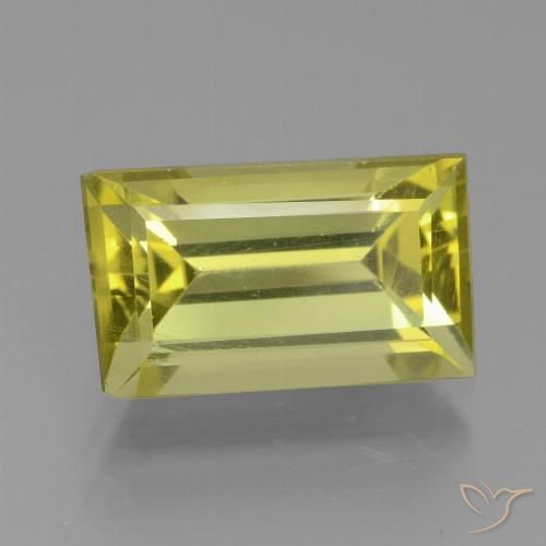 4.94 ct Yellow Apatite, 12.5 x 7.4 mm Baguette Cut From Madagascar, Photo A
