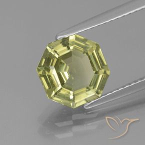 2.48 ct Yellow Apatite Stone, Natural Apatite in Asscher Cut Shape for Sale