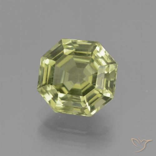 9 x 8.8mm Asscher Cut Green Apatite from Madagascar, Weight of 3.31ct, Natural untreated Gemstone in VS Clarity, 1pc Apatite - Color: Yellow Green, Mohs Hardness of 5 - 5, Photo A