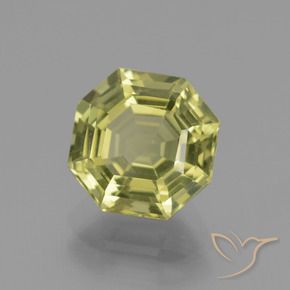 3.32 ct Yellow Apatite Stone, Natural Apatite in Asscher Cut Shape for Sale