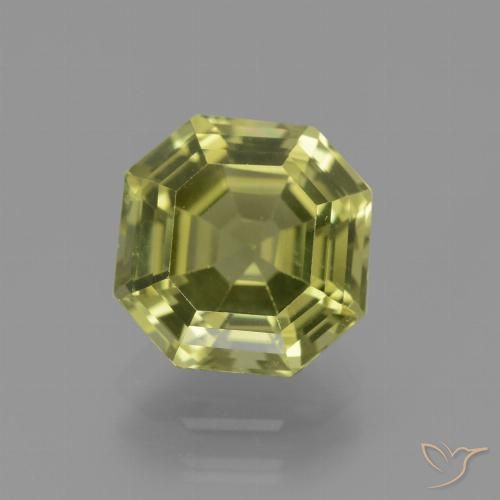 9.1 x 8.9mm Asscher Cut Yellow Apatite from Madagascar, Weight of 3.21ct, Natural untreated gemstone in VVS-VS Clarity, 1pc Apatite - the Color is Yellow Green, Mohs Hardness of 5 - 5, Photo A