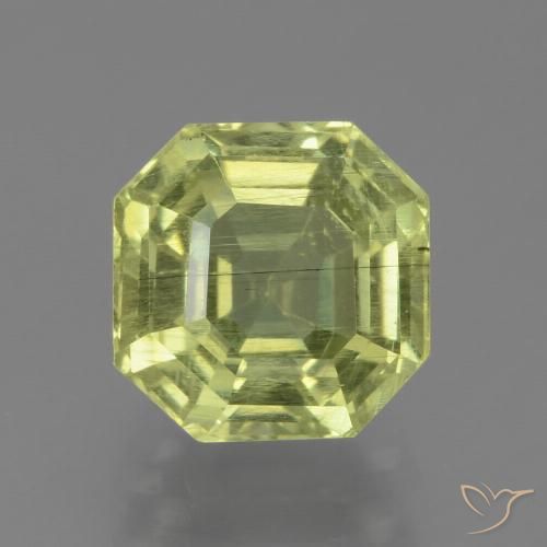 7.4 x 7.4mm Asscher Cut Yellow Apatite from Madagascar, Weight of 2.24ct, Natural untreated gemstone in VS-SI Clarity, 1pc Apatite - the Color is Light Yellow, Mohs Hardness of 5 - 5, Photo A