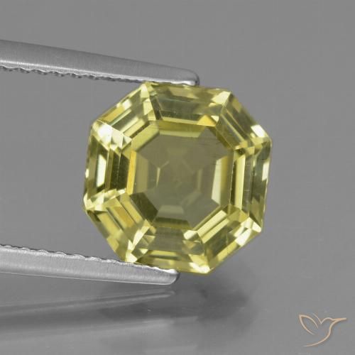 3.33ct Asscher Cut Yellow Apatite from Madagascar, Dimension 9.1 x 9mm, Natural untreated Gemstone, VS Clarity, 1 piece Apatite in Medium Yellow Color, Mohs Hardness of 5 - 5, Photo A