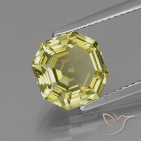 3.33 ct Yellow Apatite Stone, Natural Apatite in Asscher Cut Shape for Sale