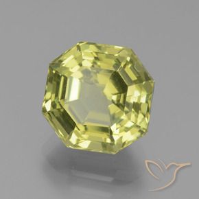 4.64 ct Yellow Apatite Stone, Natural Apatite in Asscher Cut Shape for Sale