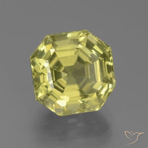 4.94 ct Yellow Apatite Gemstone, Apatite Gem in Asscher Cut Shape for Sale.