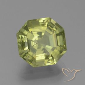 4.58 ct Yellow Apatite Stone, Natural Apatite in Asscher Cut Shape for Sale