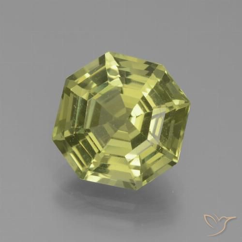 3.85ct Asscher Cut Yellow Apatite from Madagascar, Dimension 9.6 x 9.5mm, Natural untreated Gemstone, VVS-VS Clarity, 1 piece Apatite in Green Yellow Color, Mohs Hardness of 5 - 5, Photo A