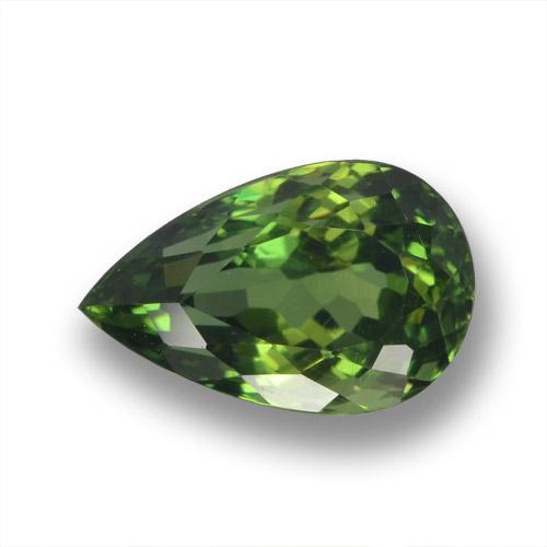 Dark Earthy Green Apatit Edelstein - 3ct Birnen Schliff (ID: 460700)