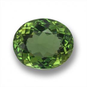 3.43 ct Green Apatite Gemstone, Apatite Gem in Oval Facet Shape for Sale.