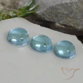 1.32 ctw Blue Apatite Stones, Natural Apatite in Round Cabochon Shape for Sale