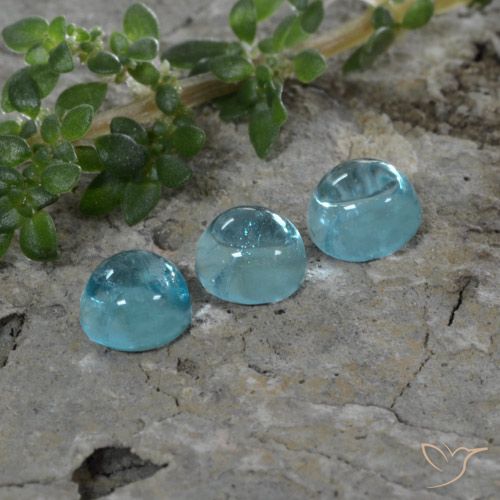 3pc Round Blue Apatite Lot from Madagascar - Weight 1.46ct total / avg. 0.49ct each, Size 4.3mm, Color: Deep Aqua Blue, Mohs Hardness 5 - 5, Photo A