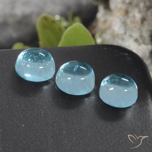 1.46 ctw Blue Apatite Stones, Natural Apatite in Round Cabochon Shape for Sale