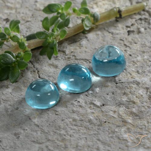 3pc Round Aqua Blue Apatite Lot from Madagascar - Weight 1.51ct total / avg. 0.5ct each, Size 4.5mm, Color: Aqua Blue, Mohs Hardness 5 - 5, Photo A