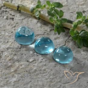 1.51 ctw Blue Apatite Stones, Natural Apatite in Round Cabochon Shape for Sale