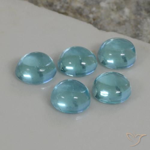 1.98 ctw Blue Apatite Stones, Natural Apatite in Round Cabochon Shape for Sale