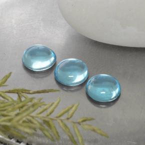0.94 ctw Blue Apatite Gemstones, Apatite Gems in Round Cabochon Shape for Sale.