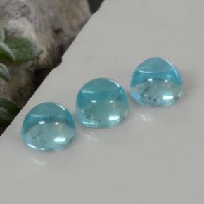 1.11 ct Blue Apatite Gemstone, Apatite Gem in Round Cabochon Shape for Sale.