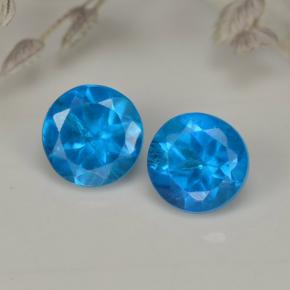 0.56 ct Blue Apatite Gemstone, Apatite Gem in Round Facet Shape for Sale.