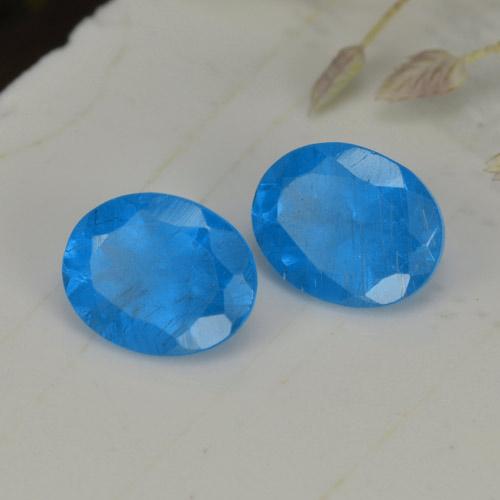 0.75 ctw Blue Apatite Stones, Natural Apatite in Oval Facet Shape for Sale