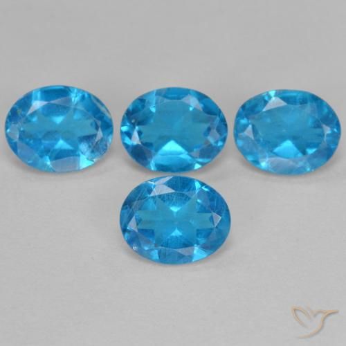 1.45 ctw Blue Apatite Stones, Natural Apatite in Oval Facet Shape for Sale