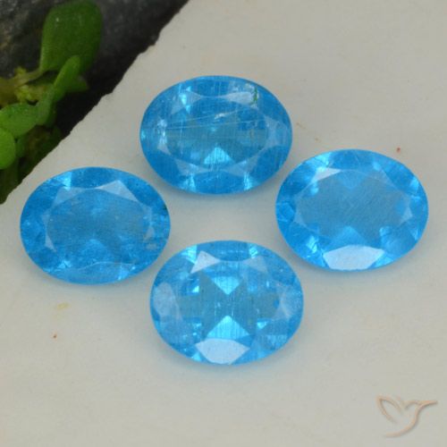 1.28 ct Blue Apatite, 5 x 4 mm Oval Cut From Madagascar, Photo A