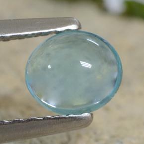 0.54 ct Blue Apatite Stone, Natural Apatite in Oval Cabochon Shape for Sale