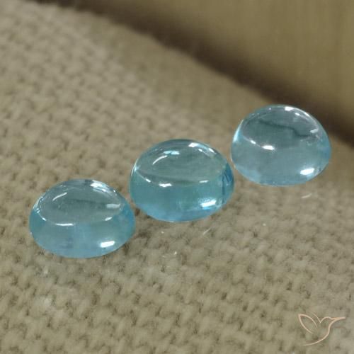 1.43 ctw Blue Apatite Stones, Natural Apatite in Oval Cabochon Shape for Sale