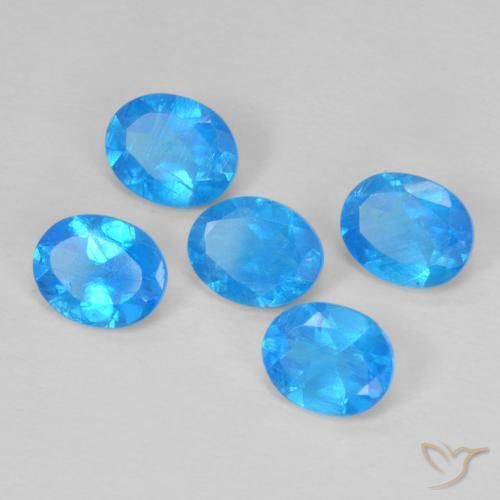1.82 ctw Blue Apatite Stones, Natural Apatite in Oval Facet Shape for Sale