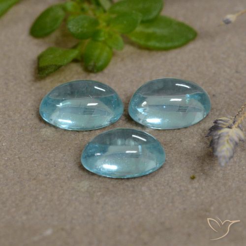 3pc 5.8 x 4mm Oval Apatite Lot - 1.5ct total Weight / avg. 0.5ct each, Color: Baby Blue, Mohs Hardness 5 - 5, Photo A