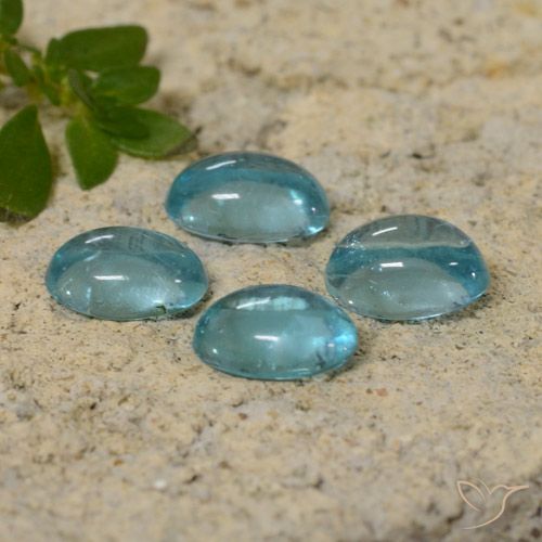 Lot of 4pc Oval Teal Tone Apatite from Madagascar - Size 5.7 x 4mm, Weight 1.87ct total / avg. 0.47ct each, Mohs Hardness 5 - 5, Photo A