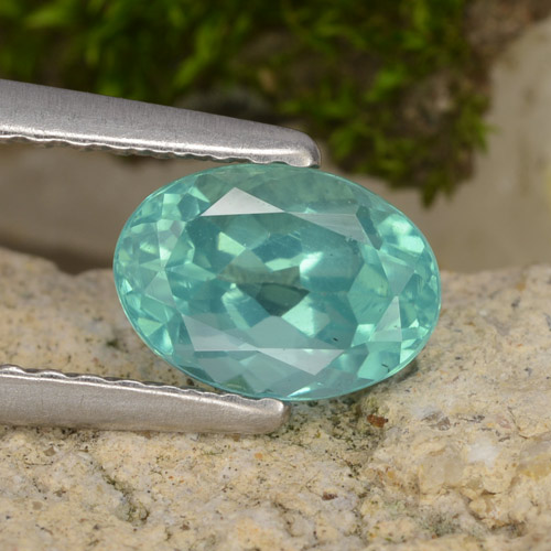 Apatita Turquesa Ovalada de 7,1 x 5mm de Madagascar, peso de 1.16 ct, piedra preciosa natural Caliente en VS Clarity, Apatita Forma ovalada de 1 pieza - Color: Cerceta claro, dureza Mohs de 5 - 5, Photo A