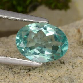 1.34 ct Turquoise Apatite Gemstone, Apatite Gem in Oval Facet Shape for Sale.