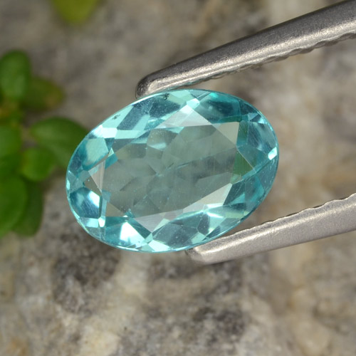 Medium Blue Green Apatit Edelstein - 0.8ct Oval facettiert (ID: 475582)