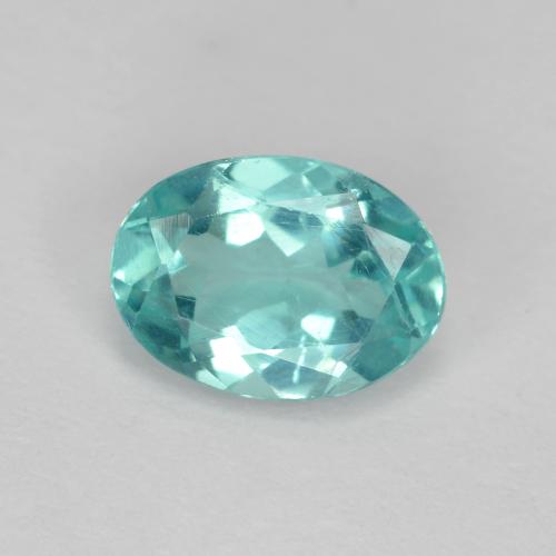 0,88 ct ovaler türkisfarbener Apatit aus Madagaskar, Größe 7 x 5,1mm, Garantiert natürlicher Edelstein, VS Reinheit, 1 Stück Apatit in Blau-grün Farbe, Mohs-Härte von 5 - 5, Photo A