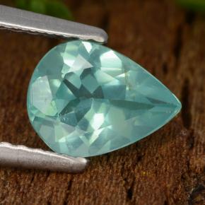 Electric Blue Green Apatite Gem - 1.1ct Pear Facet (ID: 475647)