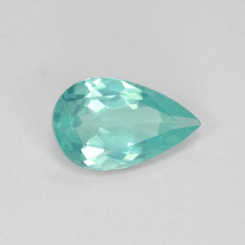 Electric Blue Green Apatite Gem - 1.1ct Pear Facet (ID: 475648)