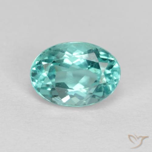 Intense Blue Green Apatite Gem - 0.9ct Oval Facet (ID: 475690)